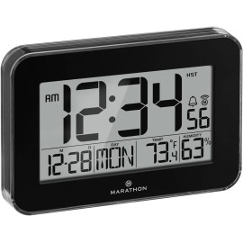 Marathon Crystal Framed Atomic Wall Clock - Black - Model: CL030060BK
