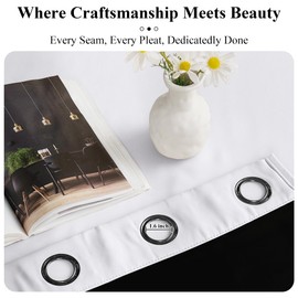 PONY DANCE 100% Blackout Curtains - Double-Layer Light Blocking, Thermal & Noise Insulating Panels for Bedroom & Living Room, 84” Drop with Black Liner, 2 Pieces, 52” Wide Each,Pure White