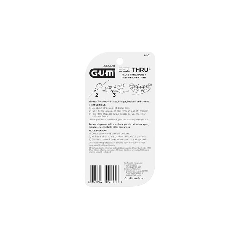 Gum EEZ-Thru - Hilo dental, Multicolor, 1 paquete