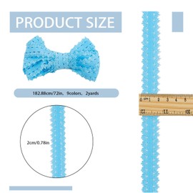 letsinstyle 8 Pcs 2 Yards 0.78 Inch Picot Elastic Ribbon, Colorful Loop Soft Frilly Stretch Trim, Decorative Trimming for Sewing DIY Crafts Garment Embellishments Wrapping