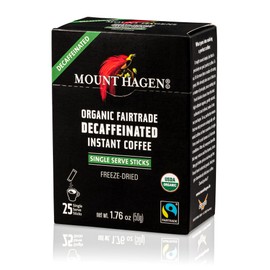 Mount Hagen 25 Count Single Serve Instant Decaf Coffee Packets - 8 pack | Decaffeinated Organic Medium Roast Arabica Beans | Eco-friendly, Fair-Trade [8 x 25 sticks/1.76oz/50g], Pack of 8
