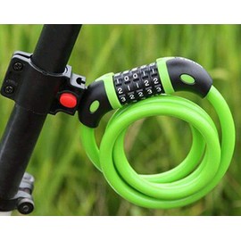 5 Resettable Digit Combination Bike Lock Bicycle Spiral Steel Cable Lock 120cm (Green)