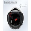 TTMiku Pearl White Motorcycle Dual Visor Flip Up Modualr Full