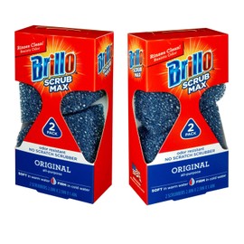 Brillo Scrub Max Heat Activated Sponges, Strong & Long Lasting, Innovative Technology, 2 Count (2 Count (Pack of 3), All Purpose)