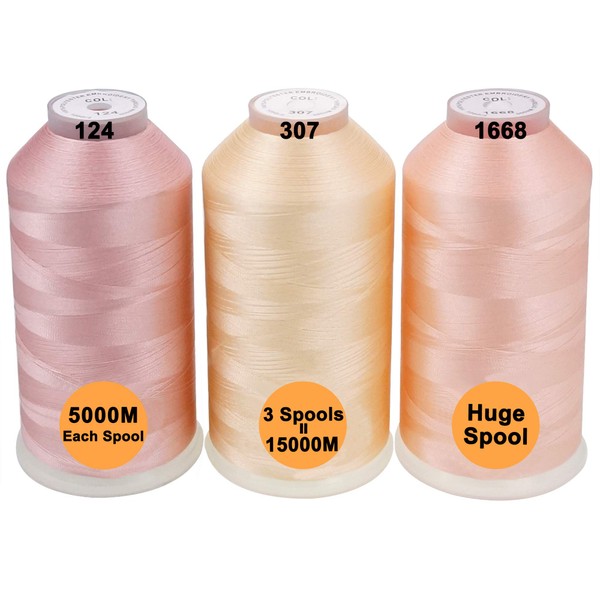 New brothread Set of 3 Meat (Skin) Colours Polyester Machine