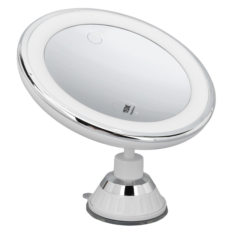 Suction Cup Makeup Mirror 10x with 3 Light Colors Battery