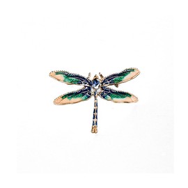 Owl Hummingbird Butterfly Dragonfly Peacock Frog Bee Zoo World Kingdom Crystal Brooch Pin for Women Girls Overcoat Sweater Decoration Jewelry-E dragonfly
