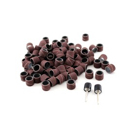TMAX 100 pc 1/2 Inch Sand Drum Grit 60 Coarse with 2 pc 1/8 Inch Mandrel for Dremel Rotary Tools