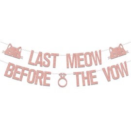 Last Meow Before the Vow Banner, Cat Themed Bachelorette Party Decorations, Bridal Shower Engagement Party Decorations, Hen Wedding Party Supplies Rose Gold