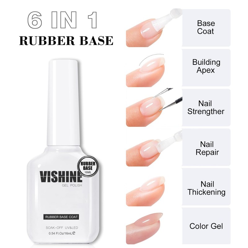 Vishine Beige Milk Rubber Builder Base Gel Nail Polish, 6