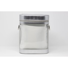 DOMINIE Clear Backpack Silver Holographic Leather Trim with Removable Interchangeable Liner, Universal Tabs