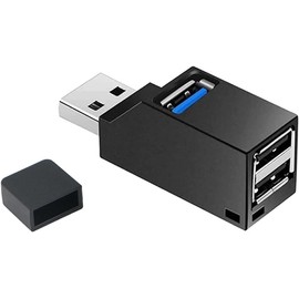 USB 3.0 Hub Adapter, 3 Port Splitter for PC, Laptop, Mac, High Speed 3-Port Adapter Charger (Black)