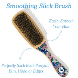 Curldo Slick Back Hair Brush, Smoothing Bristle Brush for Wet, Dry, Wavy, Curly & Afro Hair - Brush for Sleek Ponytail Bun, Smoothing Baby Hairs, Flyaways, Edge Control
