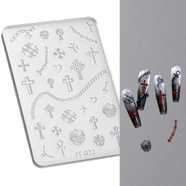 Nail Art Silicone Mold, Nail Decoration Silicone Mould, 3D Nail Art Carving Mold Templates for Precise Embossed Pattern, Nail Tools Nail Charms for Acrylic Nail DIY Craft (Cross)