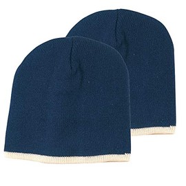 Marky G Apparel Knit Beanie (2 Pack), Navy/Cream, OS