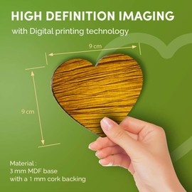 Destination Vinyl ltd Great Coasters (Set of 4) Heart - Golden Crumpled Paper Pattern Light Drink Glossy Coasters/Tabletop Protection for Any Table Type #45172