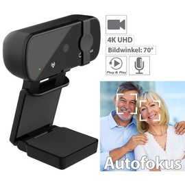 Somikon PC Camera 4K: 4K USB Webcam with Lens Cover, Microphone and Auto Focus (USB Camera 4K, Webcam PC, Privacy Screen)