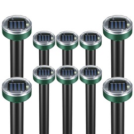 Solar Powered Mole Repellent 10 Pack - Waterproof Pest Control Repeller with 7000 sq ft Coverage, 0.4kHz Frequency for Rodents, Squirrels & Mice