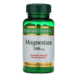 Natures Bounty Magnesio 500 mg  100 tabletas recubiertas, alta potencia, suplemento mineral, sin gluten ni OMG, apto para vegetarianos                