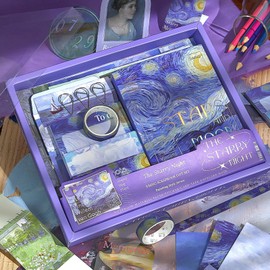 Ahmagen Scrapbooking Supplies Kit, Oil Paint Aesthetic Scrapbook Kit for Bullet Junk Journal, Stationery Set, A6 Grid Notebook, Scrapbook Paper, Vintage Journaling Supplies for Adults Teen Girl Women