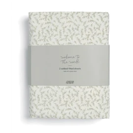 Mamas & Papas 2 Pack Cot/Bed Fitted Sheets, Seedling Leaf