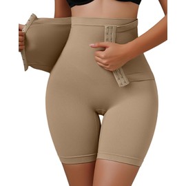 USEASY High Waist Trainer for Women Seamless Shapewear Tummy Control Shorts Butt Lifting Thigh Slimmer Light Brown XL