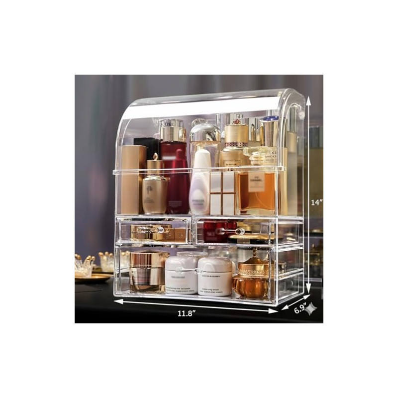 MOOCHI Clear Professional Large Cosmetic Makeup Organizer Bathroom Storage Display