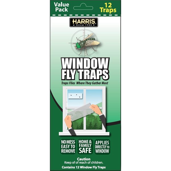 HARRIS Indoor Window Fly Strip, 12 Pack Sticky Traps Kills Flies