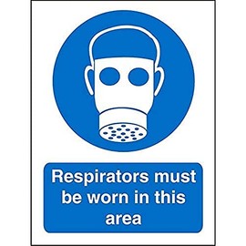 Seco Respirators Must Be Worn in This Area Sign, 200mm x 300mm - 1mm Semi Rigid Plastic