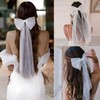 NICECONE Bridal Hair Bow Veil with Pearl - White Wedding