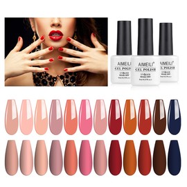 Aimeili Gel Nail Polish, UV LED Colours, Set of 12, 8 ml, Soak-Off Nails, Colour Gel Kit 4