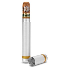 CIGARLOONG Stainless Steel Cigar Case Cigar Tube Portable Carrying Cigar Holder for Travel Outdoors,1Pcs (Silver)
