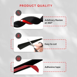 LD3W Shower Door Seal, Silicone Shower Seal for Glass Wall, Easy-to-Install Adhesive Door Frame Strip, Weather Stripping for Sliding Doors, Threshold Water Dam (Black, 67 Inch)