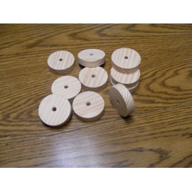 Wood Washer 2-Inch Diameter with Center Hole - Ten Pieces (1 3/8-Inch Thick)