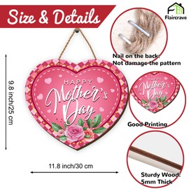 Mothers Day Wooden Wreaths for Front Door Funny Best Mom Welcome Sign Pink Floral Butterfly Decor Happy Mother's Day Decorations for Home Party