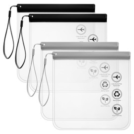 Pack of 4 Transparent Toiletry Bag Liquid Bag Travel Sizes Wash Bag Zip Bag Aeroplane Liquids Bag Hand Luggage Aeroplane Liquids 20 x 20 cm for Travel Accessories and Holiday Utensils, Black Grey