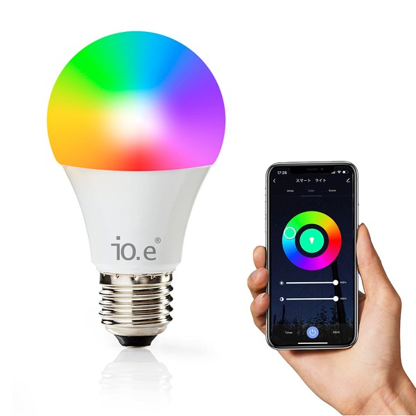 iO.e LED Smart Light Bulb, 26 Base, 60W Equivalent, Wi-Fi Connection, Dimmable Color, Voice Control for Alexa/Google Home, Festival, Christmas, Birthday Party Illumination