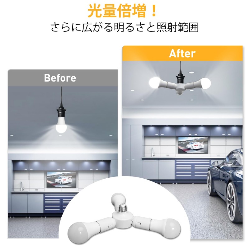 ORALUCE LED Bulb, E26 Base Adapter, 3 Branch Socket, E26