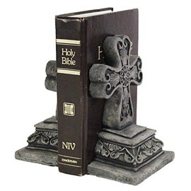 Cross Concrete Bookends Heavy Book Holders Religious Statuary Home Decor