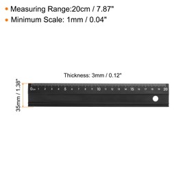 sourcing map Cutting Rulers 20cm Metric Aluminum Alloy Straight Ruler Thickening Frosted Measure Ruler with Non-Slip Sponge Backing for Architects Artists Designers Classroom Office, Black