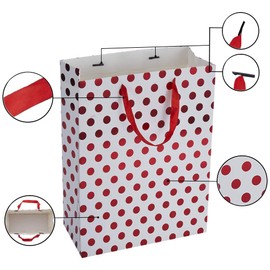 4 Pack 13" Large Paper Gift Bags with Tissue Paper Polka Dot Party Bags with Handle Assorted Colors (4, Polka Dot with Tissue Paper)