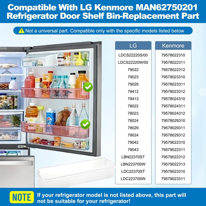 UPGRADED MAN62750201 Refrigerator Door Basket Compatible With LG Kenmore LDCS22220S