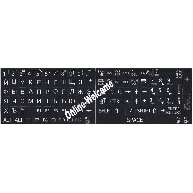 Russian Cyrillic Large Big Letters Keyboard Sticker Upper CASE Black