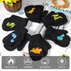 QKURT Toddler Knitted Mittens, 6 Pairs Children's Dinosaur Winter Mittens