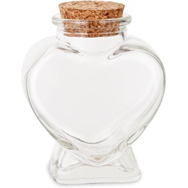 Zoeytak 1PCS Empty Mini Glass Heart-Shaped Bottles with Cork Stoppers, Decorative Glass Bottles with Cork Lid for DIY Art Crafts Projects Decoration Party Supplies
