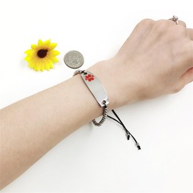 Yongxu Adjustable Health Alert Bracelet 4mm Stainless Steel Beads Emergency Medical Alert ID Band for Men and Women - Medical Information & Health Status in Crisis