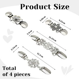 LunarCharm 4 Piece Waist Clip Cinch Clip Cardigan Clips Vintage Pullover Clips Dress Clip Silver Blouse Dress Collar Fastener Scarf Clips Brooches
