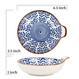 BEVIEVER Ceramic Soy Sauce Dish, 3.5 Inch Dipping Bowls Set of 6, Blue And White Fresh Design Soy Sauce Bowls, Stylish Design Ceramic Household Snack Plate