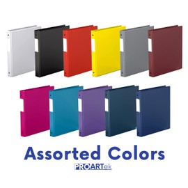 Proartek PK00058 Model 231161 Pack of 6 Binders, Assorted Colors; 1-inch Round Ring, Office Binder, Durable Construction, Ergonomic Design, Multiple Colors Available