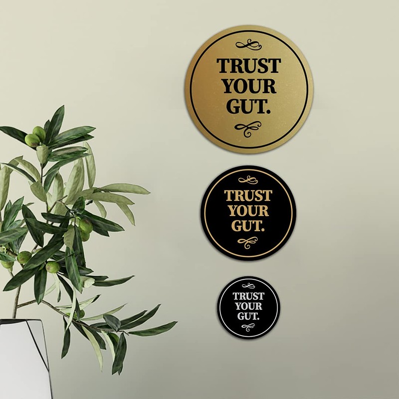 Circle Trust Your Gut Sign (Black Gold) - Large